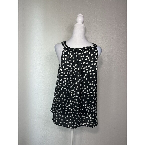 Signature by Larry Levine Women Sleeveless Ruffled Blouse Polka Dot Size XL A8 - Picture 3 of 8